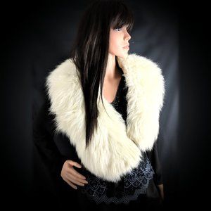 VINTAGE Genuine Arctic White Fox Fur Collar